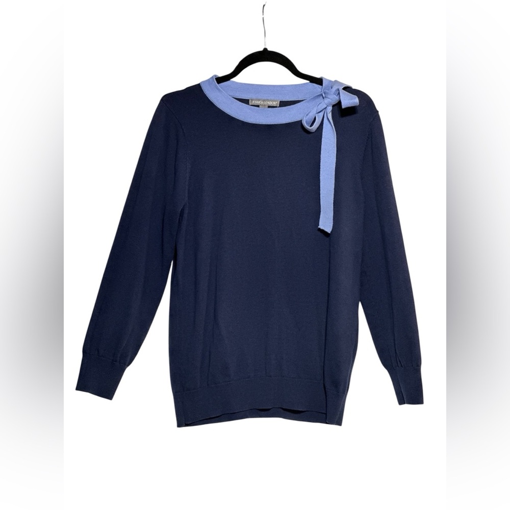 Jessica London Dark Blue Sweater with Soft Blue Accent